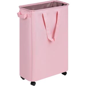 eFluky Slim Rolling Laundry Basket, 48L Pink