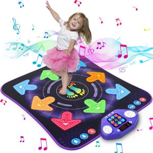 Dance Mat Toys for 3-12 Year Old Kids, Light Up 8 Buttons Dance Mats with Bluetooth, Music Dance Game Toy with 7 Game Modes, Christmas Birthday Gifts for 3-10+ Year Old Girls Boys (Purple)