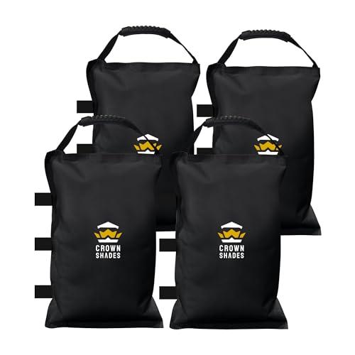 CROWN SHADES Sand Bags for Canopy Legs (120 LBS) Sandbags for Weight, Canopy Weights, Pop Up Tent Weights Bags, Black (Unfilled), Pack of 4 