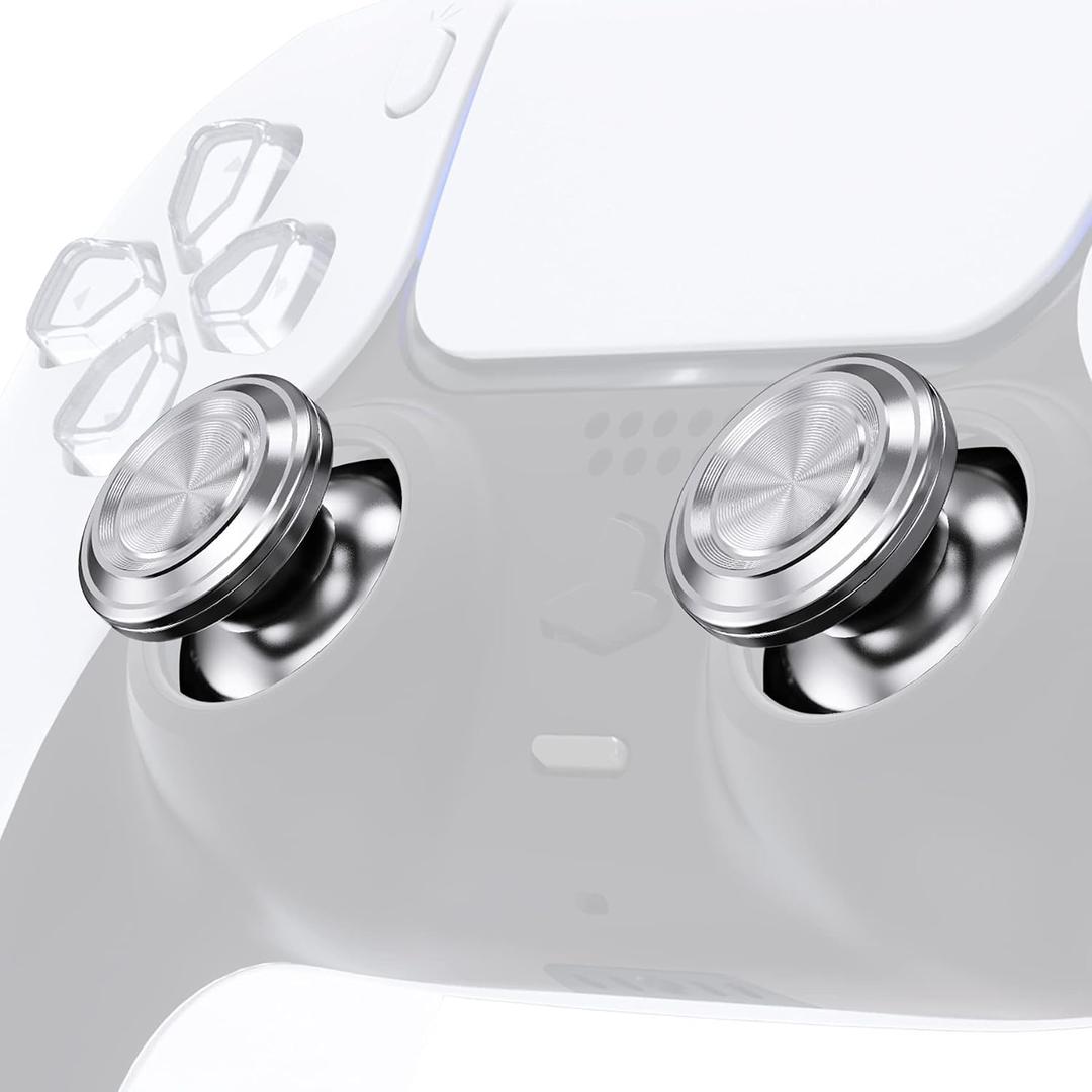 eXtremeRate Custom Silver Metal Thumbsticks for PS5 Controller, Replacement Aluminum Analog Stick Joystick for PS4 Controller