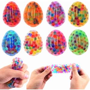 8 Pack Easter Eggs Stress Balls Fidget Toys, 8 Colors Squishy Squeeze Ball Toys, Easter Basket Stuffers Party Favors Gifts