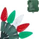 Battery Operated Christmas Lights,26 Ft 50 LED Lights Battery Powered LED Decoration String Light with Timer Flash Twinkle,C6 Red & Green & White