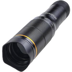 Phone Camera Lens Kit, 32X Long Focus Telephoto High Power HD Lens Wide Angle 0.63X Macro Fisheye 198 for Most Smartphones, Zoom Phone Camera Lens with E-Clip and Tripod for Picture Video Taking