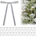 24Pcs Glitter Velvet Bows for Christmas Tree Decorations - 5x7in Velvet Ornaments with Tie for Christmas Wreath Garland, Sliver (silver)