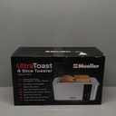 Mueller UltraToast Full Stainless Steel Toaster 4 Slice, Long Extra-Wide Slots for Bagels and Waffles, 6 Browning Levels, LED Display, Cancel/Defrost/Reheat Functions & Removable Tray, Kitchen Gadgets