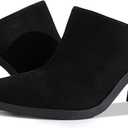 JeimPoey Womens Mules Pumps Point Closed Toe Slip-on Heels Stacked Chunky Block Heel Backless Clogs, 11, Black