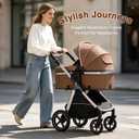2-in-1 Convertible Baby Stroller, 0-36M Reversible Fully Reclining Seat, One-Hand Fold, All-Wheel Suspension, 5-Point Harness, Khaki
