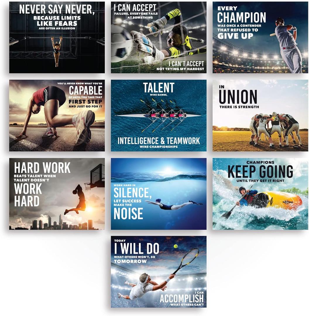 Sproutbrite Classroom Decorations - Sports High School Motivational Posters - Educational Inspirational Growth Mindset for Teacher and Students