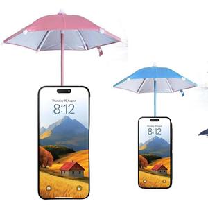Cell Phone Sun Shade Magnetic Phone Umbrella for Sun, Phone Stand for Sun Protection, Adjustable Sun Shade Shield for iPhone 2 Pick(Pink+blue)