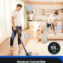 Proscenic Cordless Vacuum Cleaner,45Kpa 55Mins P11 Mopping Wet Dry Vacuum and Mop Combo All in one, Lightweight Stick Vacuum with LED Display, Long Runtime Ease of use for All Floors Pet Hair Carpet (Gray)