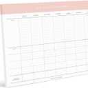 Bliss Collections Family Planner with 50 Undated 8.5 x 11 Tear-Off Sheets - Simple Pink Daily and Weekly Calendar for Planning and Organizing Family Activities, Appointments, Tasks, Chores and Meals