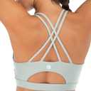 RUNNING GIRL Sports Bras for Women,Padded Sports Bra Tank Top Sexy Crisscross Back High Impact Longline Workout Yoga Bra (Green, L)