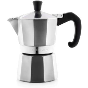 Bellemain Stovetop Espresso Maker | Italian Moka Pot Espresso Maker, Classic Aluminum Design Mocha Pot for Home Brewing & Camping | Easy to Use & Clean - 3-Cup, Silver