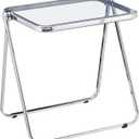 KAIHAOWIN Folding TV Tray Table Acrylic Foldable Table No Assembly Required Tiny Desk for Home Office Side Table Small Computer Desk for Small Spaces (Clear)