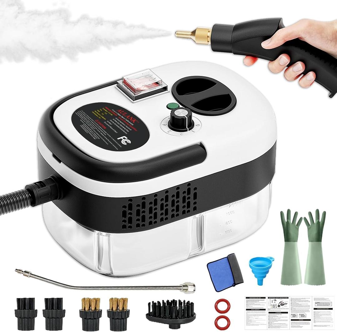 2500W Handheld Steam Cleaner,Portable Car Steamer For Auto Detailing,High-Temperature and Pressure Steam Cleaner For Home, Steam Cleaning Machine for Furniture,Kitchen,Grout,Floor,Tile (White)