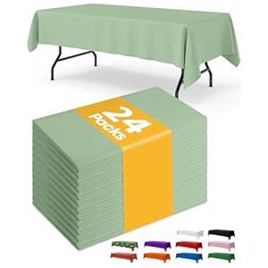 Niuara Green Plastic Table Cloth - 24 Pack 54" 108" Rectangle Disposable Tablecloths for 6FT Tables, Waterproof Table Cover for Party, Holiday & Gathering Use