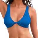 Women‘s V-Neck Thin Strap Bikini Tops Cut Out Adjustable Swimsuit Top Beach Bathing Suit Swimwear Top Only Beach Pool Push Up Supportive Sexy Summer Swimwear 2025 Trendy Blue M