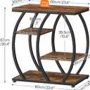 HOOBRO Industrial End Table, 4 Tier End Table with Storage Shelves, Small Side Table with Geometric Metal Frame, Night Stand for Living Room, Bedroom, Office, Rustic Brown and Black BF164BZ01