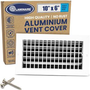 10x6 Inch (Duct Opening) Aluminum Register Vent Cover  Adjustable HVAC Air Vent Wall Register Grille, Ceiling Vents, Return Air Grille with Multi-Shutter Damper  White Finish  11.6"x7.6" Face