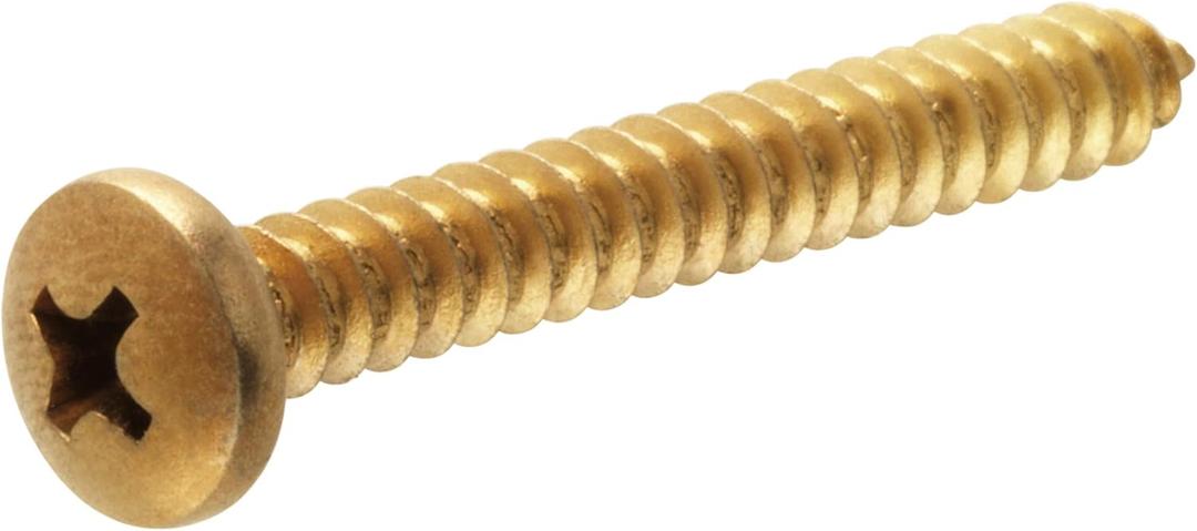 Hillman 3433 8 x 1-1/4 in. Brass Plated Pan Head Phillips Metal Screw, 40-Pack
