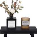zoocatia Small Wood Tray Pedestal Stand Farmhouse Bathroom Decor Decorative Wooden Riser Kitchen Soap Dish Holder for Vanity, Counter, Sink, Black (8.7" x 3.6" x 1.6")