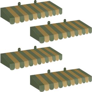 Boao 4 Pack Circus Awning Decoration 3D Stripe Cardboard Awning Carnival Wall Decor Circus Party Favors for Lemonade Stand Bakery Ice Cream Truck Bulletin Board Decor(Green)