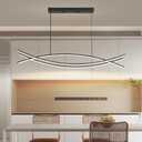 Pendant Light, Linear Pendant Light LED Dimmable Hanging Light Fixture, LED Modern Curved Chandelier, Chandeliers for Dining Room (39IN)