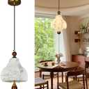 Fabric Pendant Light, Modern Wood Single Head Hanging Lamp, Brass Finished Adjustable Pendant Lighting Fixture,Vintage Chandelier for Bedside, Hallway, Bedroom, Kitchen Island, Restaurant
