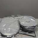 Drive Medical 11148-1 Folding Steel Bedside Commode Chair, Portable Toilet, Supports Individuals Weighing Up To 350 Lbs, with 7.5 Qt. Bucket and 13.5 Inch Seat, Grey