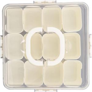 Divided Serving Tray,12 Compartments PET ABS Snack Tray with Lid and Handle for Portable Snack Platters, Spacious Divided Serving Tray Container, Suitable for Loading Candy, Nuts