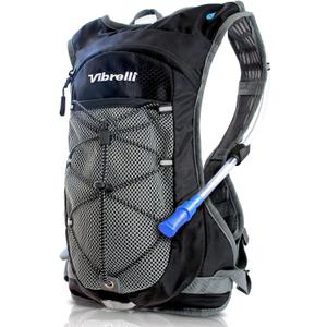 Vibrelli Hydration Backpack & 2L Hydration Bladder - High Flow Bite Valve - Hydration Pack for Cycling, Running, Hiking (Black)