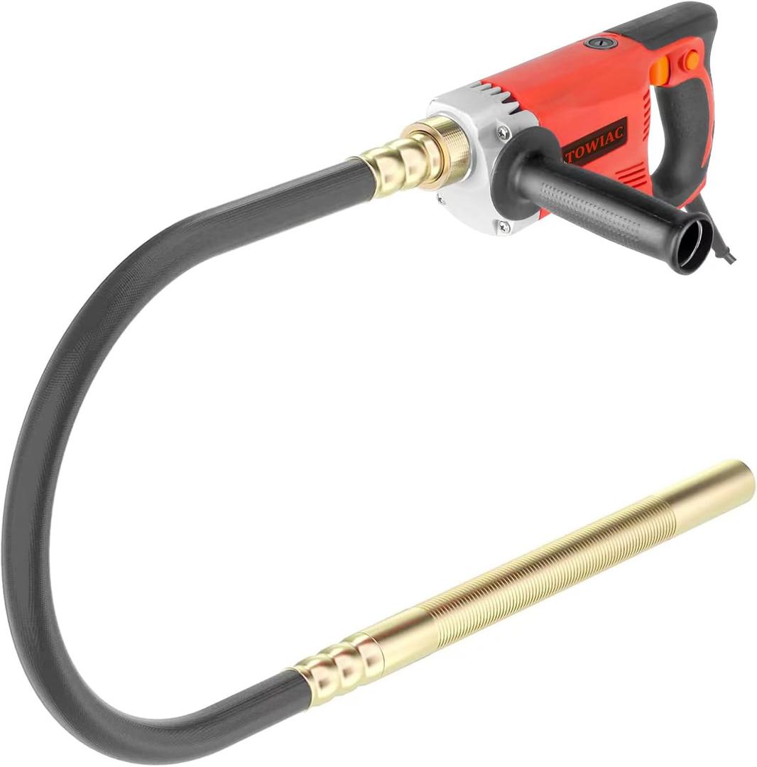 1300W Electric Concrete Vibrator, Hand Held Power Concrete Vibrators Cement Bubble Remover,13000 VPM With 4.9 Ft Long Copper Rod Concrete Tools
