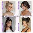 FESHFEN 2PCs Small Messy Bun Hair Piece for Thin Hair Women Girl Mini Synthetic Elastic Wavy Space-bun Scrunchies Updo Hairpieces, Light Brown & Mixed Blonde