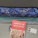 American Mahjong Game Set, 166 Quality White Tiles, 4 All-in-One Color Rack/Pushers, Mahjong Tile Set with Blue Printed Carrying Bag, 9 Inches X 20 Inches X 3 Inches