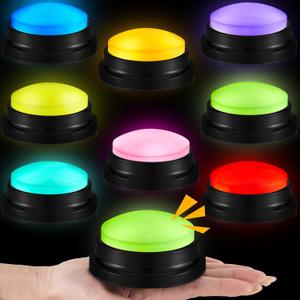 Honoson 8 Pack Recordable Answer Buzzers Button Custom Programmable Sound Buttons Funny Birthday Gifts for Family Trivia Nights Classroom Communication Study Home Office Game(Fresh Color)