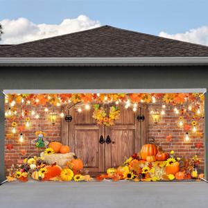 Avezano Fall Garage Door Banner Thanksgiving Garage Door Cover Backdrop Huge Autumn Barn Door Party Decoration Pumpkin Harvest Background 6 x 13 ft