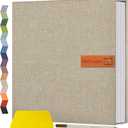 Popotop Large Photo Album Self Adhesive 4x6 5x7 8x10 Scrapbook Album DIY Picture Book,Gifts for Mom,Family Baby and Wedding,with Metal Pen and Plastic Board (Beige)