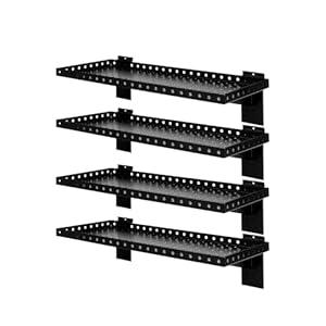 SINCHEEWAY Slatwall Shelves 24x10 Inch, Slatwall Accessories for Retail, Garage, Home Storage, Heavy Duty Slat Wall Hanging Shelf (4, Black)