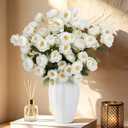 Overoche 8 Pack Artificial Peony Bendable Silk Faux Flowers for Tall Vases | Soft Silk Faux Peony Blooms, Bendable Wire Wrapped Stems, Fade Resistant, for Wedding Centerpiece Home Tall Vase Floral Decor