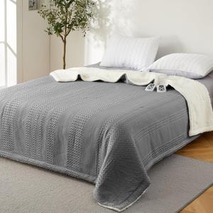 Heated Blanket Electric King 90"*100", Dual Control Waffle Weave Sherpa Heating Throw with 9 Heating Levels, 1-12 Hours Timer Auto Off, Machine Washable, Gift Suit for Couch Bed Sofa Home Office (Waffle-dark Grey)