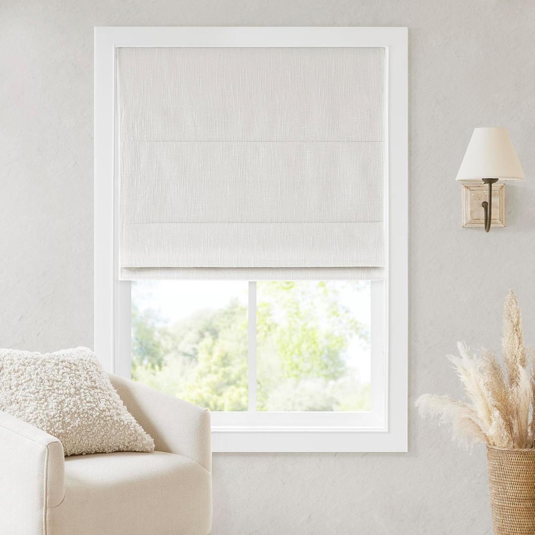 Madison Park Roman Shade, Blackout Blinds Thermal Insulated, 31x64 White