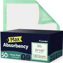50 Count Hospital Grade 130 Gram 36” x 36” Max Absorbency Disposable Underpads, Leakproof Quick Drying XXXL Bed Pads Disposable for Adults, Kids, Pets Incontinence Pads, Pee Pads