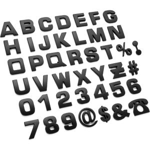 Lamoutor 43Pcs Large Size Car Emblem Letters Sticker DIY 3D Chrome Number Symbol Badge DecalBlack
