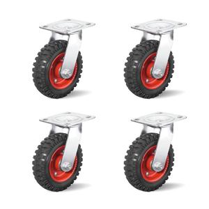Heavy Duty Casters Set of 4, 6 Inch Solid Rubber Wheels Industrial Casters with Dual Ball Bearings, 4 Swivel Caster Wheels 360 Rotation for Workbench Cart Furniture Trolley Indoor Outdoor