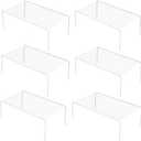 iPEGTOP Set of 6 Large (15.7 x 9.4 Inch) Kitchen Cabinet Organizer Shelf, Wire Freezer Storage Shelves Rack, Rustproof Steel Metal Shelf Riser for Dish Plates Pantry Cupboard Organization, White