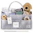 Babylicious Baby Diaper Caddy Organizer | Felt Changing Table Organizer - Large | Diaper Organizer for Changing Table | Name Card Included - Newborn Essentials Must Haves for Parents Tan