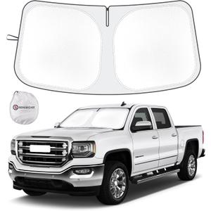 Windshield Sun Shade Compatible with 2019-2025 2026 Chevy Silverado GMC Sierra 1500 2500 3500 Accessories Sun Visor for Front Window Sun Shade Cover Foldable Blocks UV Rays Keep Car Cooler