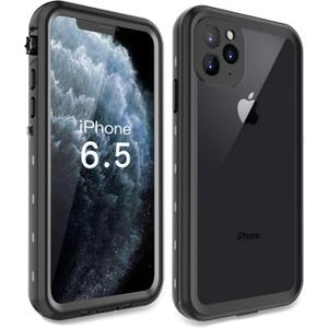 iPhone 11 Pro Max Waterproof Rugged Case - Slim Design with Built-in Screen Protector, Shockproof, 6.5" (Black&Gray)