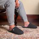 EverFoams Men's Cotton Knit Slippers Lightweight Memory Foam Indoor House Shoes with Anti-Skid Sole (7-8 M US, Lead Gray)