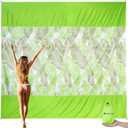 3 x Beach Blanket Waterproof, Sandproof Mat with Portable Bag for Picnic, Nylon Mat, Quick Drying, Lightweight with 4 Stakes & 3 Water Bags, Use as Children's Pool (Green) (80"*80" (1-5 Person))